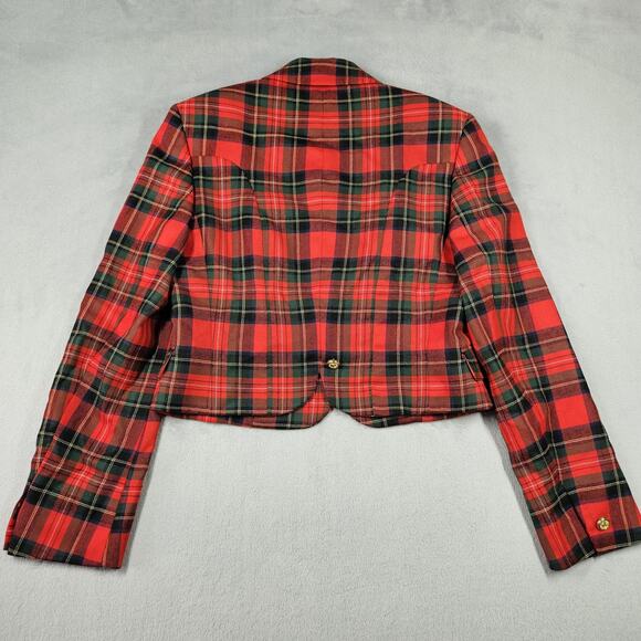 Vintage Versus Gianni Versace Jacket Womens 44 Plaid Wool Gold Button Italy 90s - Picture 7 of 16